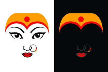 Maa Durga Face Expression - Mythological Hindu Goddess with black and white background