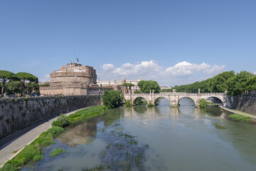 Fototapeta na wymiar St Angelo Castle by Tevere river, Rome, Italy