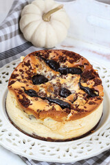 Traditional christmas cheesecake with chocolate topping.