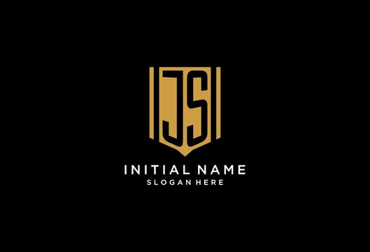 JS monogram logo with geometric shield icon design