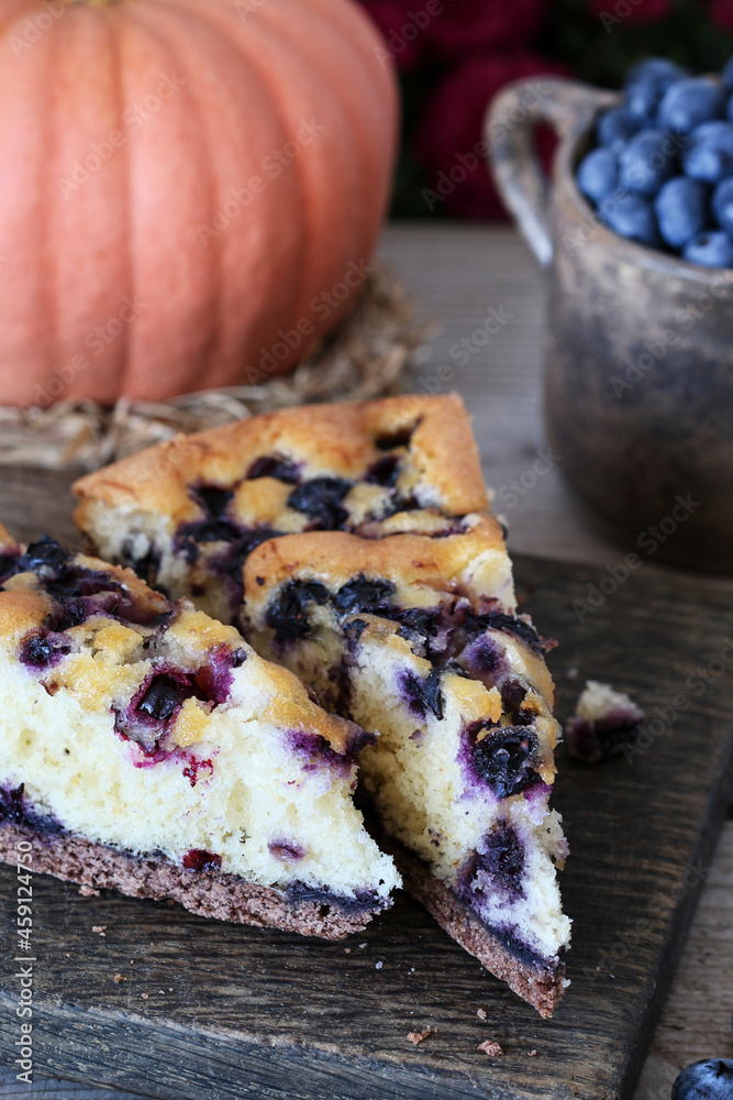 Wall mural traditional autumn blueberry seasonal cake.