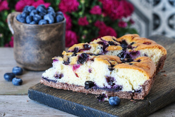 Traditional autumn blueberry seasonal cake.