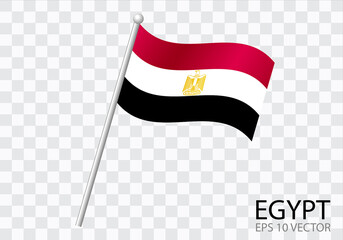 Flag of EGYPT with flag pole waving in wind.Vector illustration