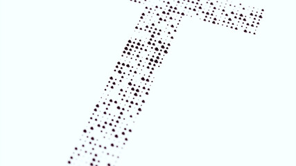 Dotted Black 3d Halftone Typography Pattern Geometric Typeface Dots T Design 3d illustration Render