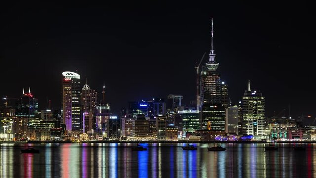 primal earth images telephoto of auckland waterfront night scene time lapse