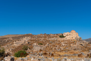 Fototapeta premium Agia Sophia church on top of Monemvasia castle, Greece