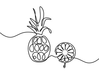 Obraz premium Drawing line pineapple on the white background. Vector