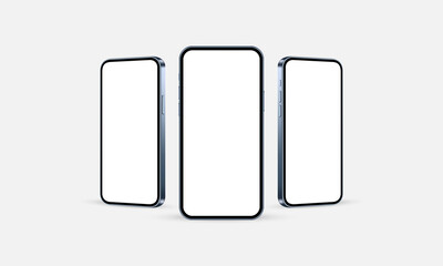 Smartphones Mockups with Blank Screens, Front and Side View. Vector Illustration