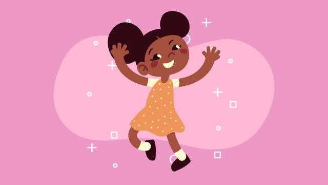 happy little afro girl character animation