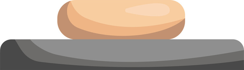 Obraz premium Flat soap icon in a soap dish, vector illustration on a white background. An image from a lavender SPA set.