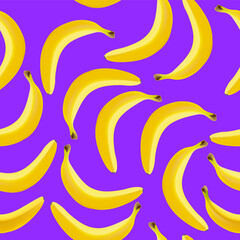 Fototapeta na wymiar Seamless Banana Pattern with Clipping Mask in Realistic Style. Wallpaper, Surface, Web Template.