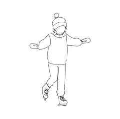 Child skates winter isolated line 