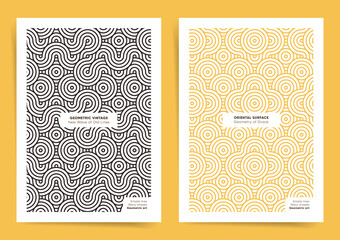 Simple modern japanese poster templates. Retro wavy lines abstract template for poster, banner, brochure, cover. Simple business curvy pattern design background. Digital presentation cover layouts.