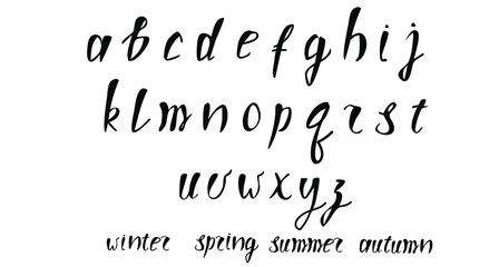 Handwritten alphabet, lowercase letters, lettering.