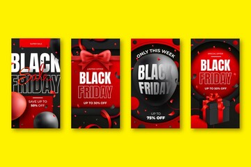 realistic black friday instagram stories collection vector design illustration