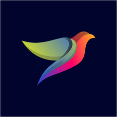 Abstract Bird Gradient Color Logo Template