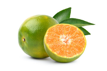 Shogun (Tangerine) orange with cut in half isolated on white background.