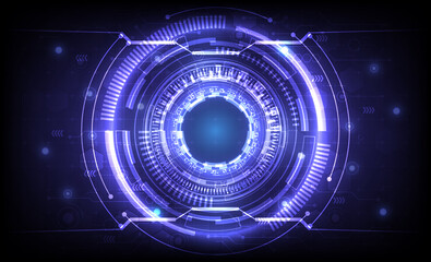 Futuristic Sci-Fi glowing HUD element. Abstract hi-tech background. Data computer of head-up display interface. Virtual reality technology innovation screen. Circle engineer hologram