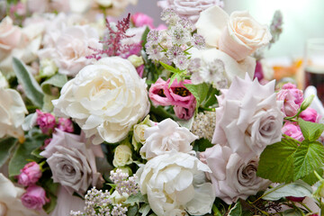 Beautiful bouquet of flowers. Background from various flowers.