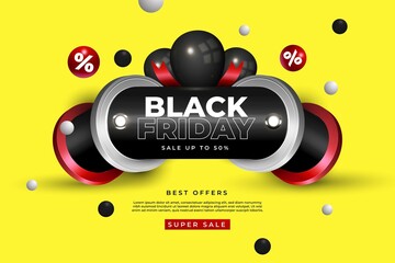 realistic 3d black friday background vector design illustration