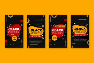 flat black friday instagram stories collection vector design illustration