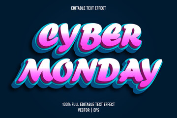 Cyber monday editable text effect comic style pink and cyan color