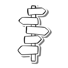 Obraz premium Sign post on white silhouette and gray shadow. Vector illustration for decorate logo, text, greeting cards and any design.