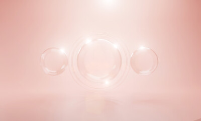 Oil and serum bubbles, concept skin care cosmetics solution. 3d rendering.