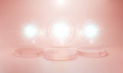 Abstract scene with geometrical forms for product display. 3D rendering.