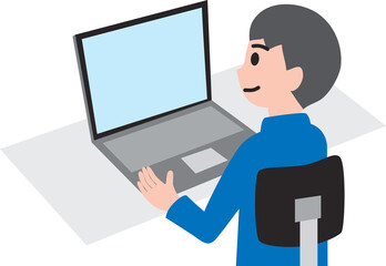 パソコンで仕事をする男性