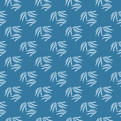 Exotic tropical leaves semless pattern. Tropic leaf on blue background.