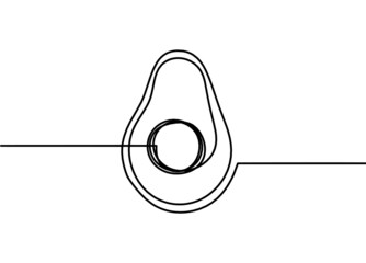 Drawing line avocado on the white background. Vector