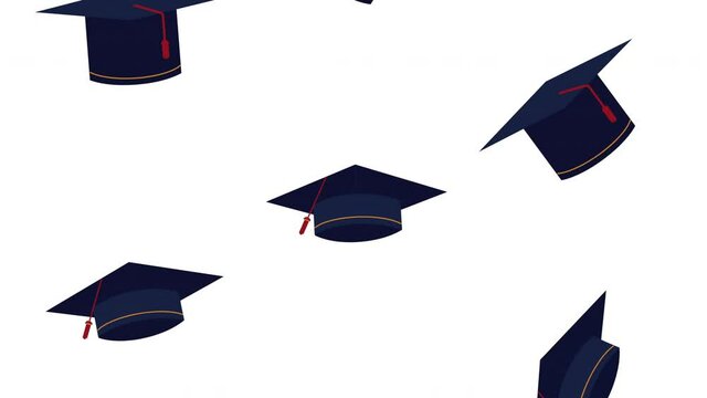 graduation animation with hats pattern