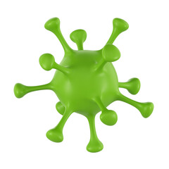 3D illustration green cell virus, covid-19 concept on white background.