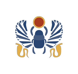 Egypt scarab with wings. Egypt ornamental scarab and wings composition, ornamental element of Ancient Egypt.