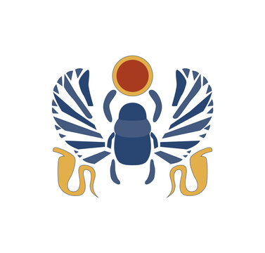 Egypt scarab with wings. Egypt ornamental scarab and wings composition, ornamental element of Ancient Egypt.