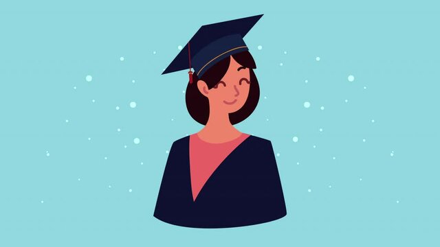 Graduation Animation With Woman Graduated