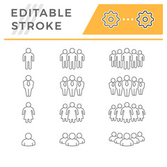 Set line outline icons of people group