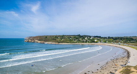 Fototapeta na wymiar Paysage de Bretagne avec ses plages de sable.