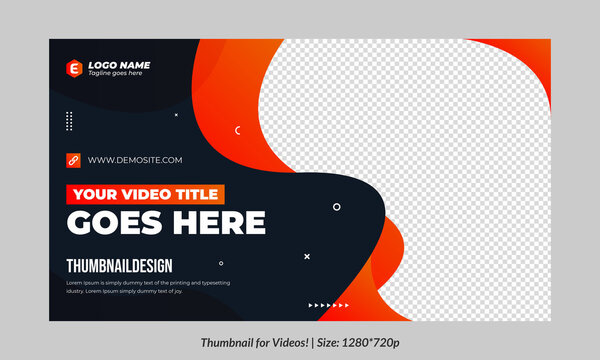 Editable Gradient video Thumbnail Design for any social media. Editable video thumbnail Premium Vector, Customizable Thumbnails banner art thumbnails for videos social media	