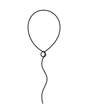 Abstract Air Balloon As Line Drawing On White Background