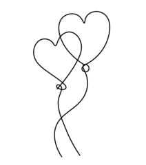 Abstract air balloon as line drawing on white background