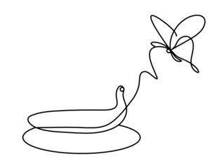 Drawing line banana on the white background. Vector