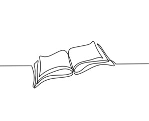 Abstract open book as line drawing on white background. Vector