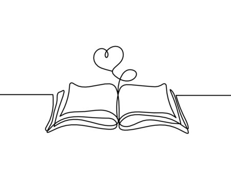 Abstract open book as line drawing on white background. Vector