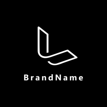 Initial Letter L Logo. White Monogram Luxury Logo isolated on Black background. Design Vector Icon Illustration Template Element.