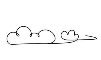Abstract clouds as line drawing on white as background. Vector