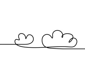 Abstract clouds as line drawing on white as background. Vector