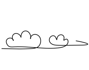 Abstract clouds as line drawing on white as background. Vector