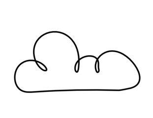 Abstract clouds as line drawing on white as background. Vector